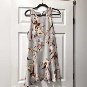 Sleeveless Midi Floral Gray Dress